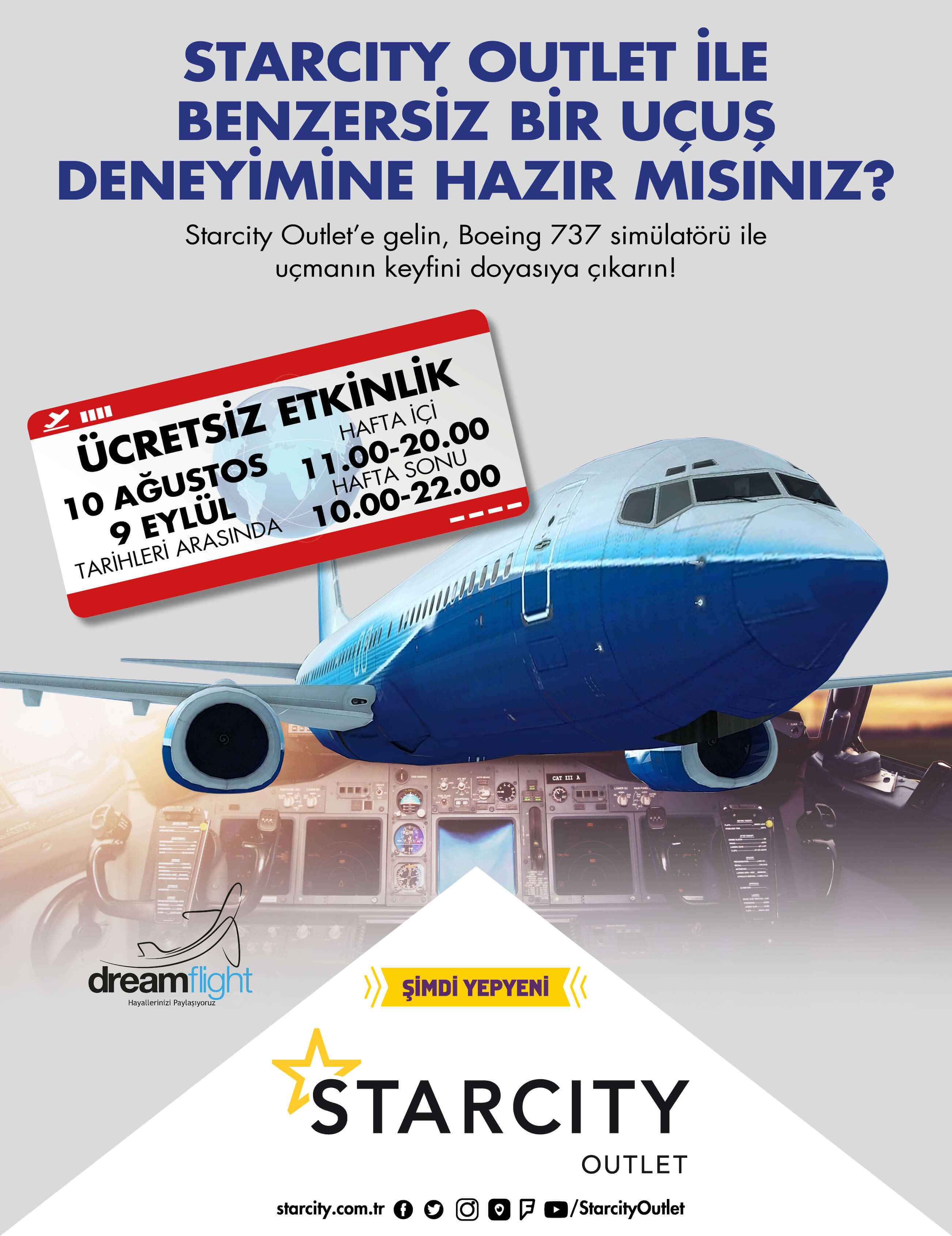 Boeing 737 simülatörü Starcity Outlet’te